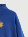 ROMWE Hippie Sweater With Sun Pattern, Turtleneck And Lantern Sleeve