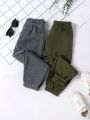 SHEIN Kids Academe Toddler Boys' Simple And Comfortable 2pcs Set Of Sweatshirt And Pants, Autumn And Winter