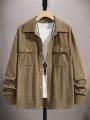 Men's Drop Shoulder Corduroy Jacket With Double Pockets