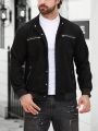 Men Solid Snap Button Bomber Jacket