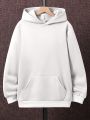 Teenage Boys' Casual Street Style Hooded Sweatshirt With Simple Pocket Design