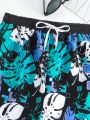 Teen Boy's Tropical Printed Drawstring Waist Beach Shorts