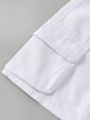 Teen Girls' Cool Street-Style White Elastic Waistband Utility Denim Skirt