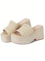 Platform Women Espadrille Sandals Chunky High Heels Open Toe Thick Bottom Platform Shoes Rome Vacation Beach Wedges Slides