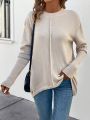 Asymmetric Sweater With Stitching Edge And Drop Shoulder Design
