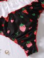 Women's Strawberry Pattern Bow Tie Triangle Underwear