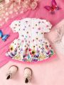 Baby Girls' Fashionable Sweet Floral Printed Dress