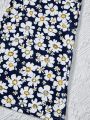 SHEIN Kids SUNSHNE Girls' Floral Print Skinny Flared Pants