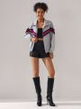 Gincko Women'S Full Print Colorblock Jacket