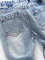 Young Boy Elastic Waist Washed Jeans