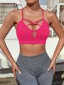 Medium Support  Criss Cross Fishnet Insert Sports Bra