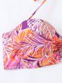 SHEIN Swim Chicsea Women's Floral Print Halter Bikini Set