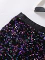 SHEIN Kids CHARMNG Girls' Gorgeous & Romantic Beaded Shorts Suitable For Parties & New Year