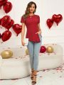 EMERY ROSE Valentine's Day Women Side Split Hem T-Shirt