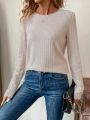 SHEIN LUNE Lace Insert Long Sleeve T-Shirt