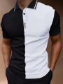 Extended Sizes Men's Plus Size Slim Fit Color-block Polo Shirt