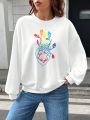 Ninhol Cartoon Graphic Drop Shoulder Sweatshirt