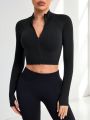 Seamless Athletic Long Sleeve Zip T-shirt