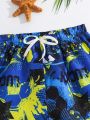 Teenage Boys' Soccer Graffiti Print Square Leg Swim Trunks Or Beach Shorts
