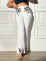 SHEIN ICON Flame Group High Waisted Flared Pants