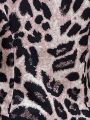 SHEIN VCAY Women's Leopard Print Batwing Sleeve Jacket