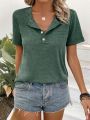 Women'S Henley Button-Down Short Sleeve T-Shirt