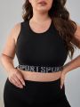 Yoga Sxy Plus High Support Letter Graphic Mesh Insert Sports Bra