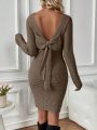 SHEIN Frenchy Bow Backless Sweater Dress