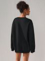 Brittney Do Women Black Zipper Style Oversized Sweatshirt