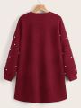 SHEIN CURVE+ Plus Size Casual Pearl Beaded Stud Dress