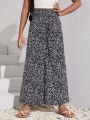 SHEIN Kids Cooltwn Girls Ditsy Floral Print Wide Leg Pants