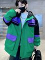 Tween Boy Colorblock Flap Pocket Hooded Coat