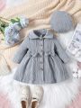 Baby Girls' Button-up Cardigan With Bow Decoration