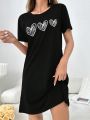 Simplicity Sketch Heart Print Night Dress