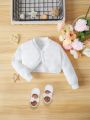 SHEIN Baby Girls' Casual Knitted Cardigan With Long Sleeve And V-neckline