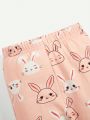 Cozy Cub Baby Girl Rabbit Print Sweatshirt & Sweatpants