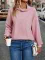 SHEIN LUNE Cowl Neck Drop Shoulder Sweatshirt