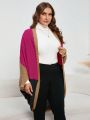 Plus Color Block Batwing Sleeve Duster Cardigan