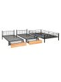 Triple Full Over Twin & Twin Size Metal Bunk Beds with Built-in Ladder Headboard and Footboard for Family Bedrooms, Divided into Three Separate beds with Drawers and Guardrails