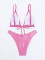 SHEIN Swim SXY Triangle Cup Leather Pu Bikini Swimwear Set