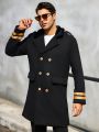 Manfinity Homme Loose Fit Men's Notched Collar Double Breasted Wool Overcoat