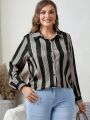 EMERY ROSE Plus Size Women's Vertical Stripe Straight Shirt