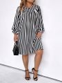 SHEIN LUNE Plus Size Striped And Printed Dress