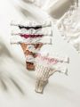 5pack Contrast Lace Thong Set