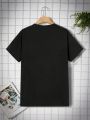 Men'S Knitted Short Sleeve T-Shirt With Text Print