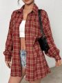 Women's Checkered Button Down Blouse