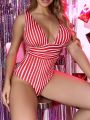 SHEIN Swim Vcay Striped Ruched One Piece Swimsuit