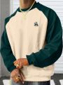 Manfinity Men's Plus Size Color Block Raglan Sleeve Sweatshirt