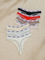 SHEIN 7pcs/Set Women'S Thong Strap Letter Print Panties