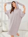 Drop Shoulder 3D Ear Design Hooded Nightdress